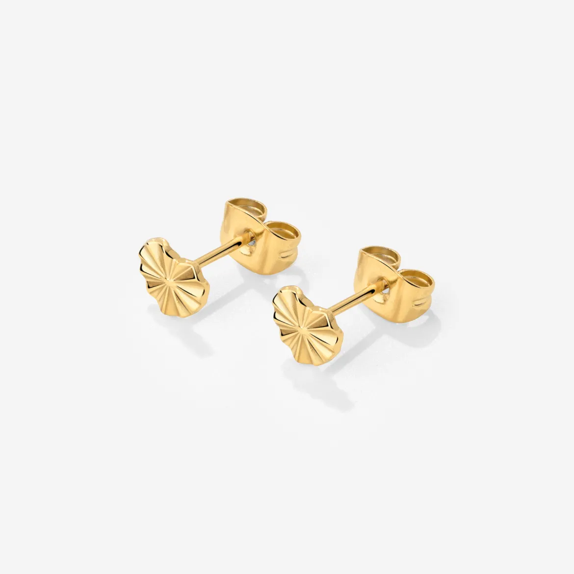 Glass Heart Studs Gold