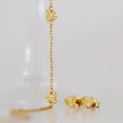 Glass Heart Studs Gold