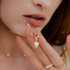 Glazed Singapore Chain Necklace Set Gold