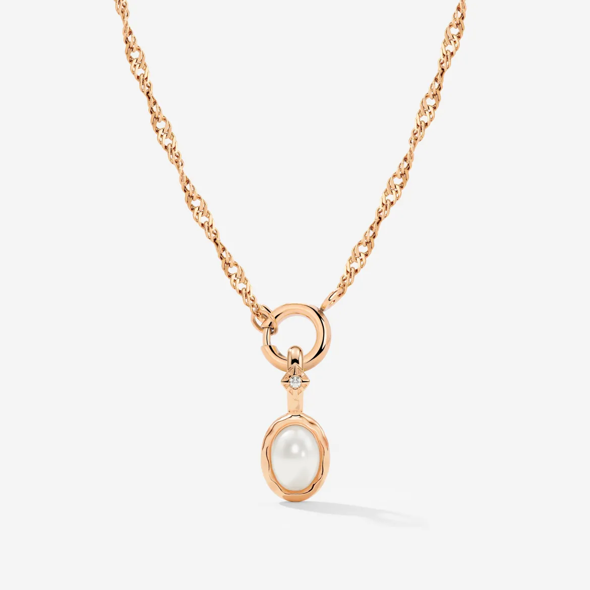 Glazed Singapore Chain Necklace Set Roségold