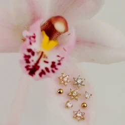 Glimmering Petals Stud Bundle Gold