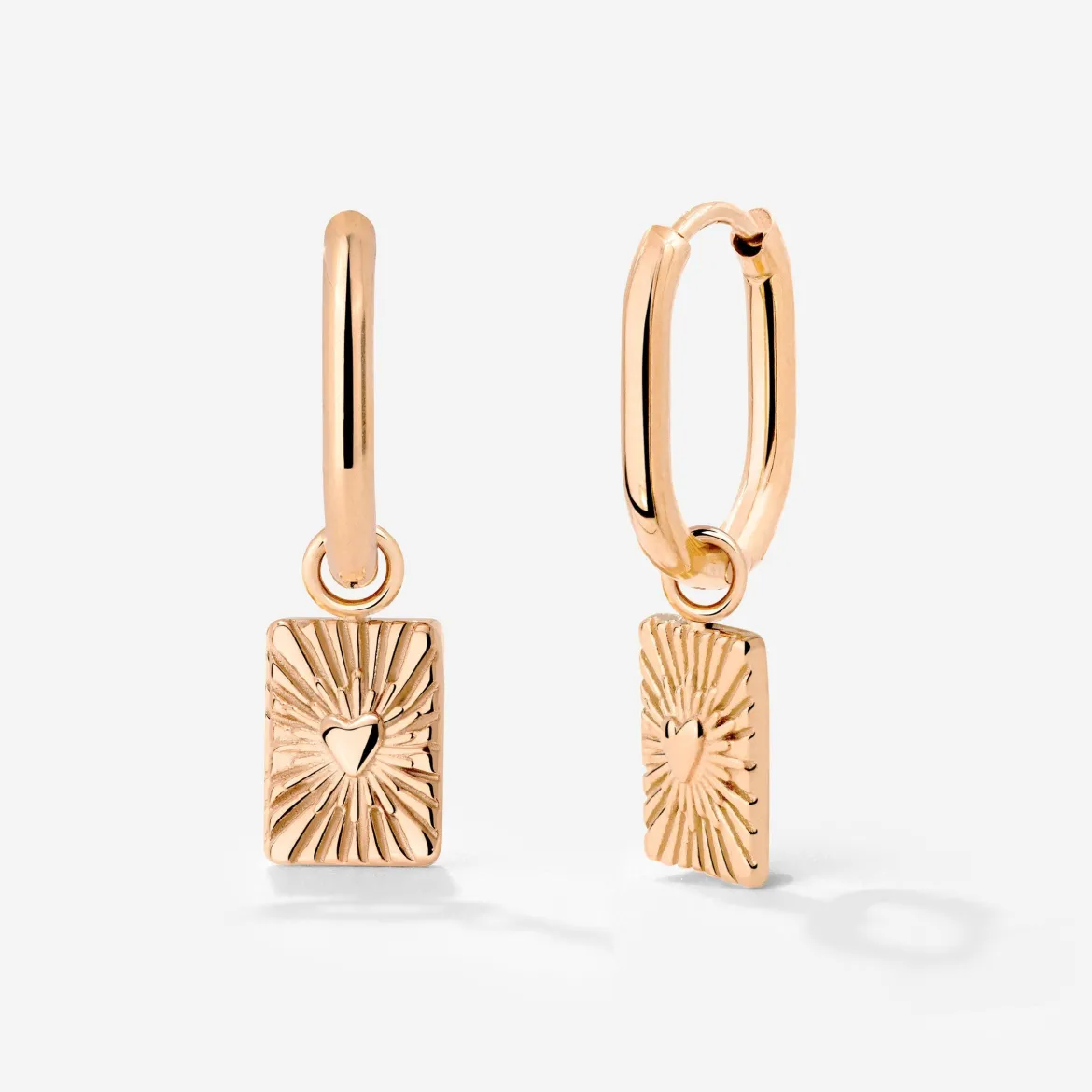Glowing Heart Oval Hoop Set Baby Roségold