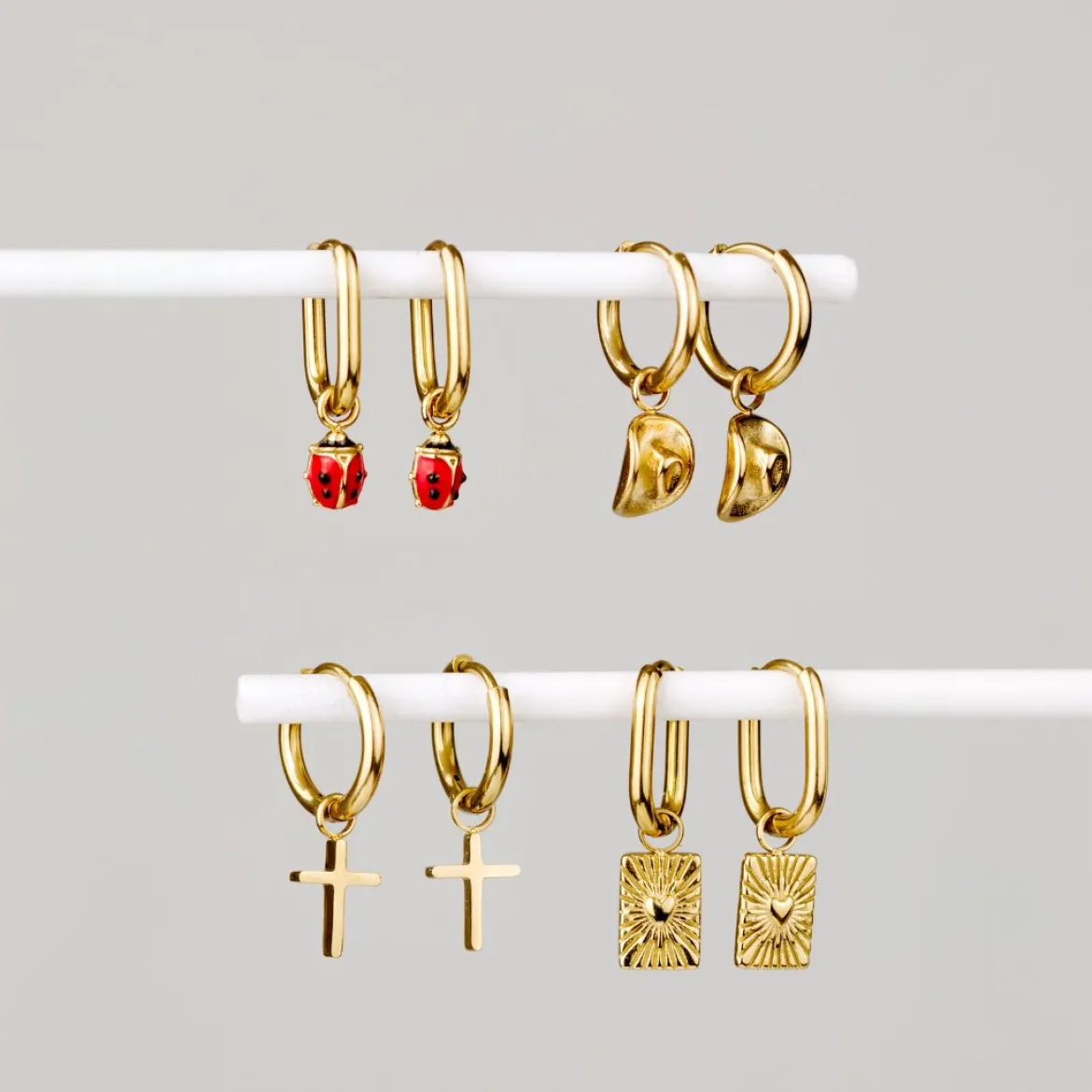 Glowing Heart Oval Hoop Set Baby Roségold