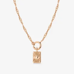 Glowing Heart Singapore Chain Necklace Set Roségold