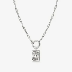 Glowing Heart Singapore Chain Necklace Set Silber