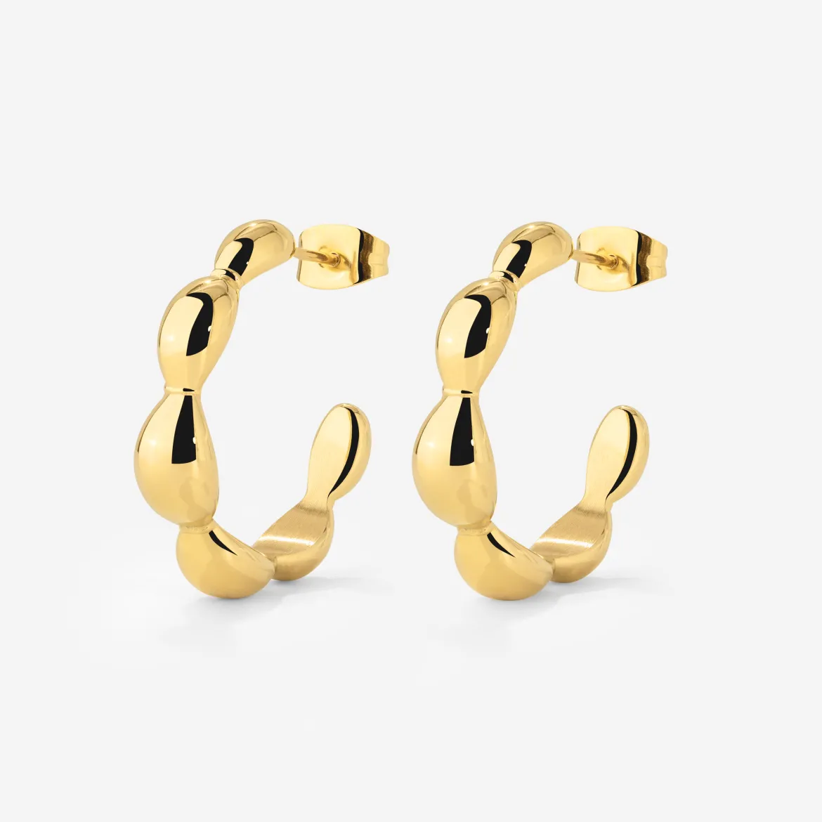 Graceful Curves Hoop Studs Gold