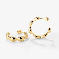 Graceful Curves Hoop Studs Gold