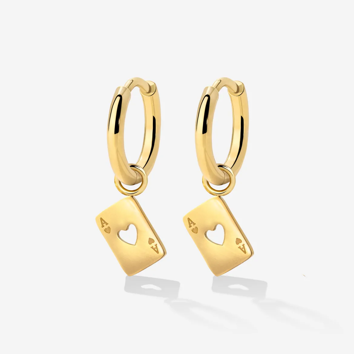 Heart Ace Hoop Set Small Gold