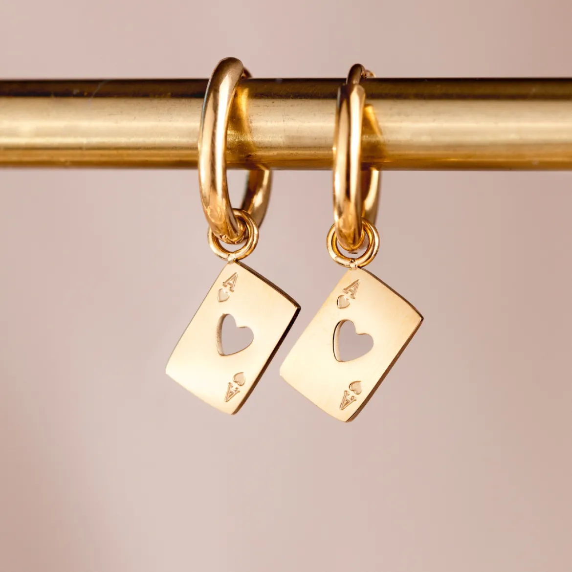 Heart Ace Hoop Set Small Silber