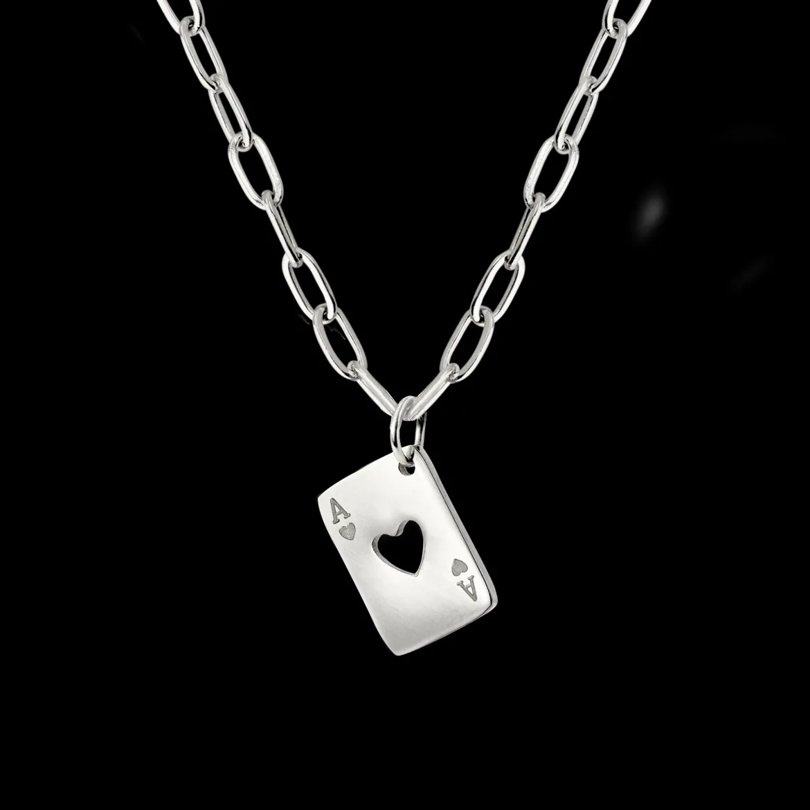 Heart Ace Necklace Silber