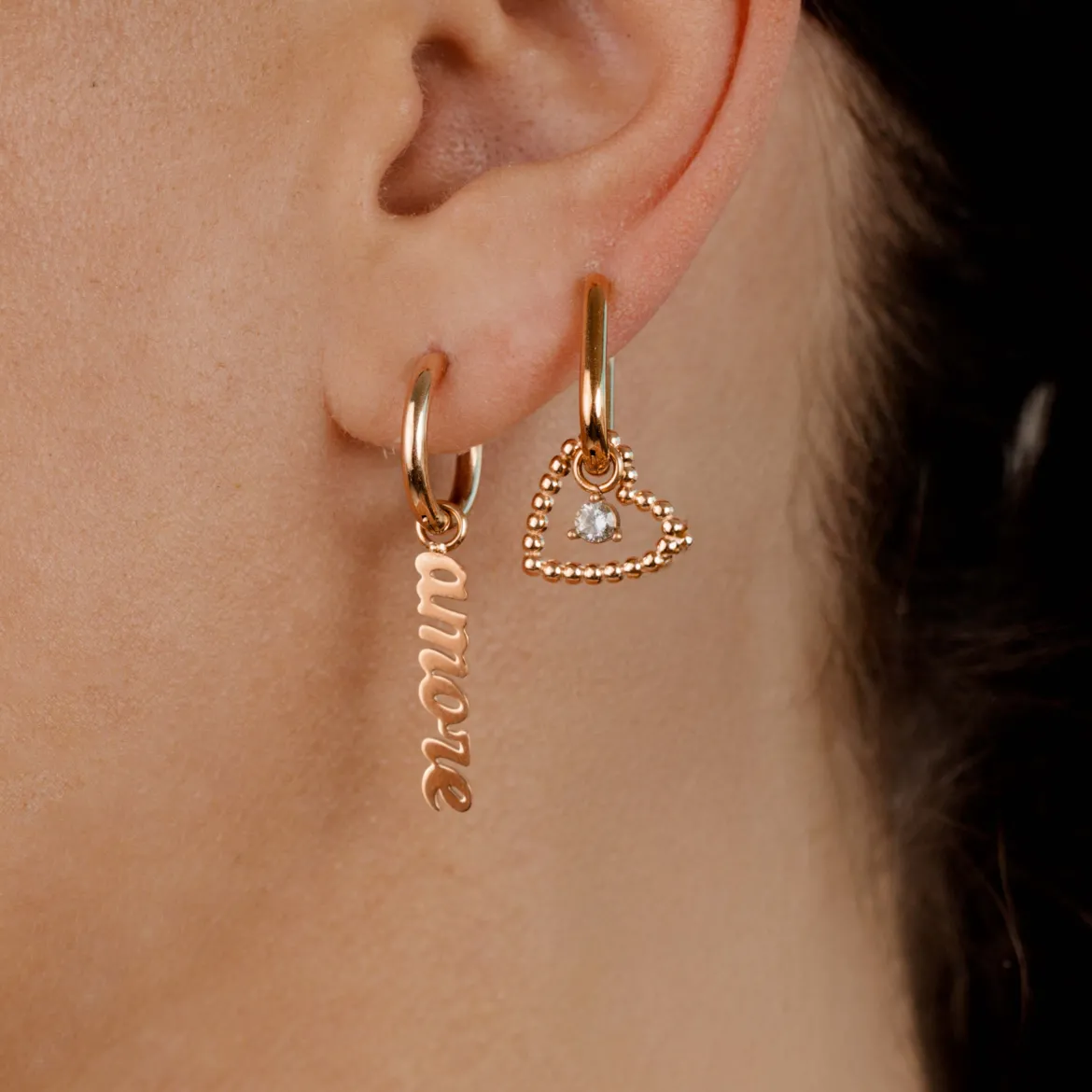 Heart of Gold Oval Hoop Set Baby Roségold