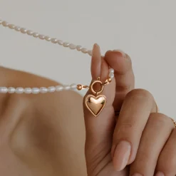 Heartie Pearly Necklace Set Roségold