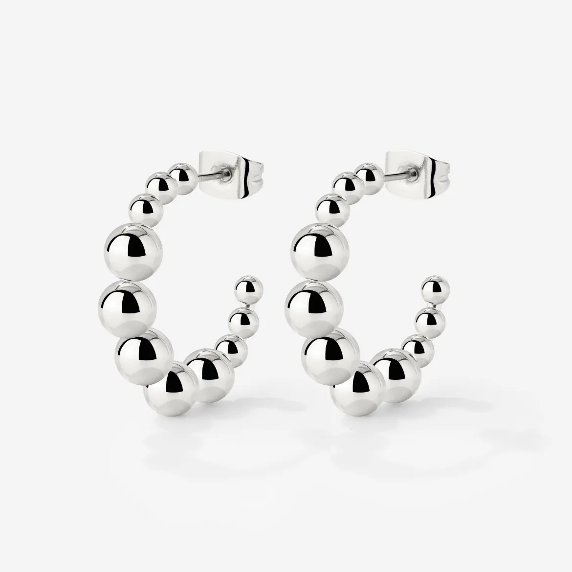 Infinite Beads Hoop Studs Silber