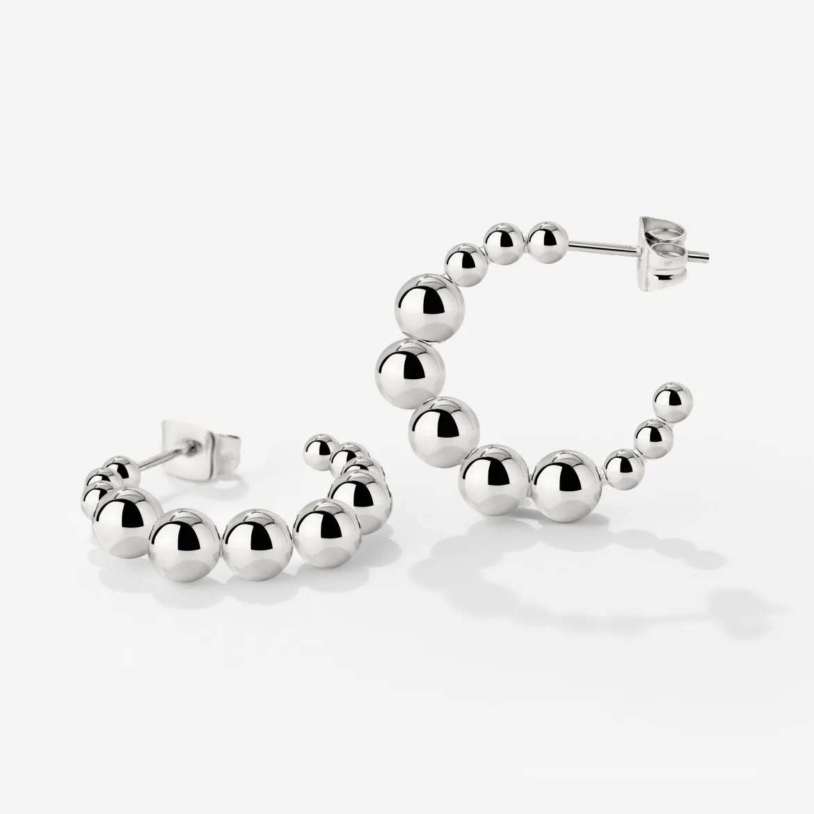 Infinite Beads Hoop Studs Silber