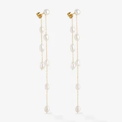Jules Unique Pearl Fall Studs Gold