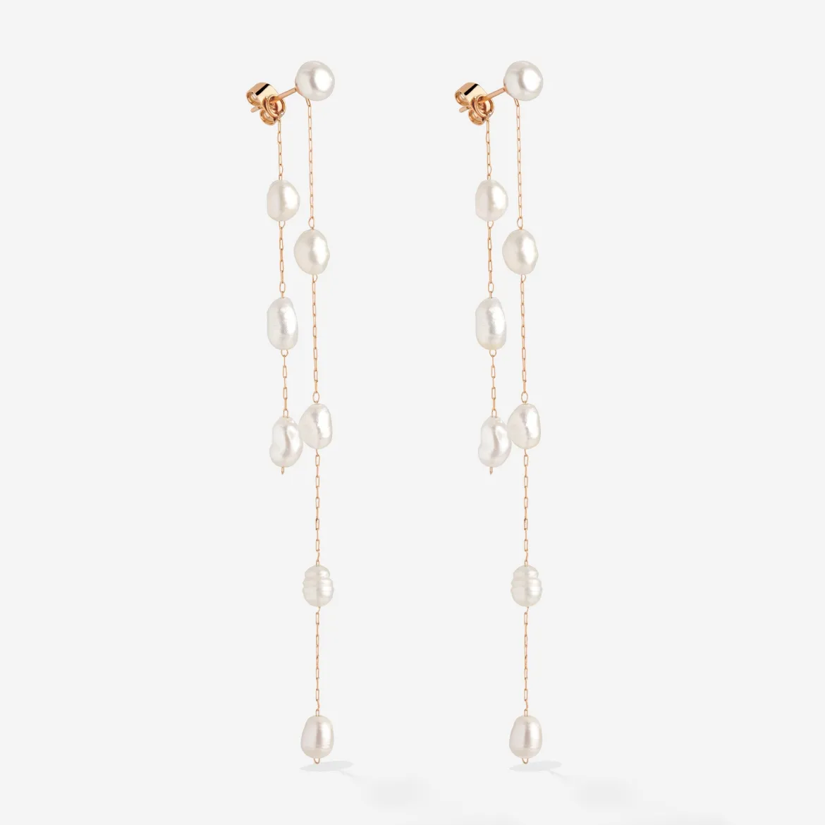 Jules Unique Pearl Fall Studs Roségold