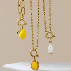 Lemony Oval Links Necklace Set Gold