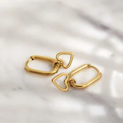 Light Heart Oval Hoopies Gold