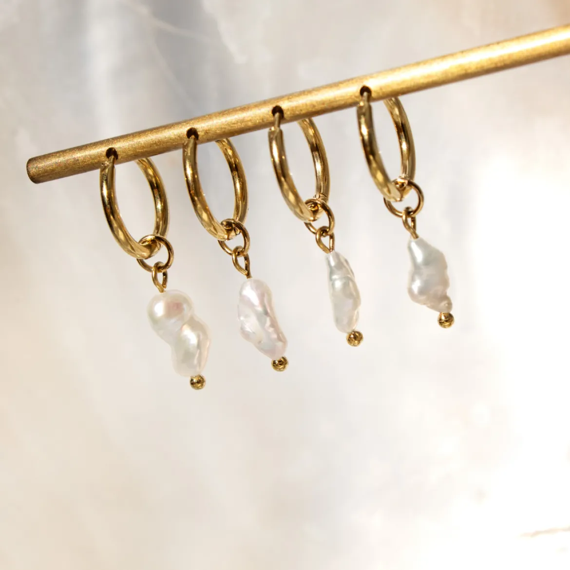 Lisas Power Pearl Hoop Set Silber