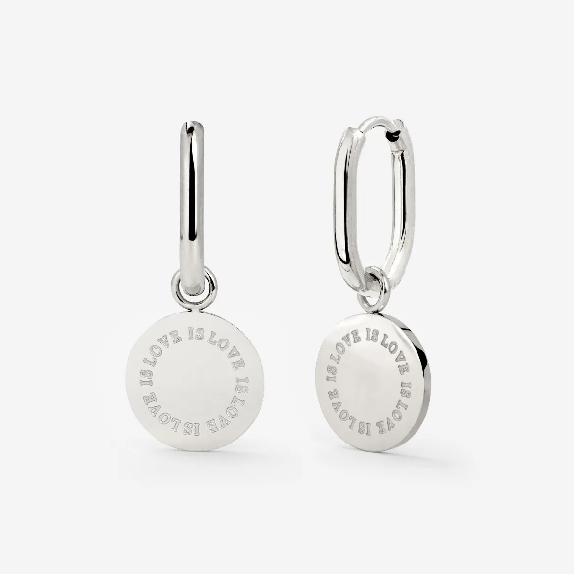 Love is Love Oval Hoop Set Baby Silber