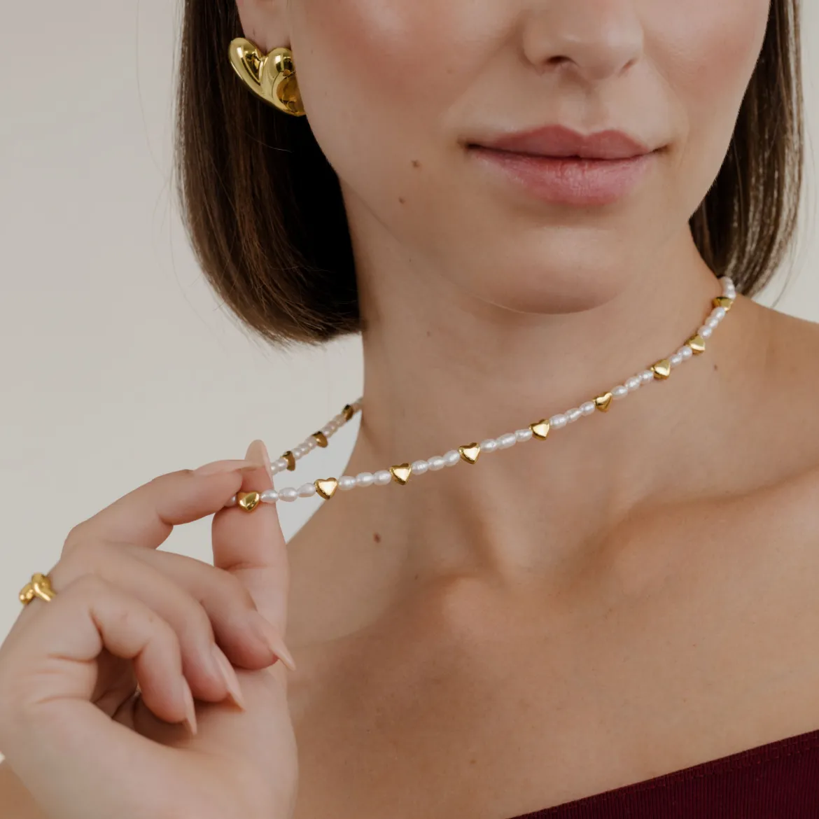 Love Pearls Necklace Gold