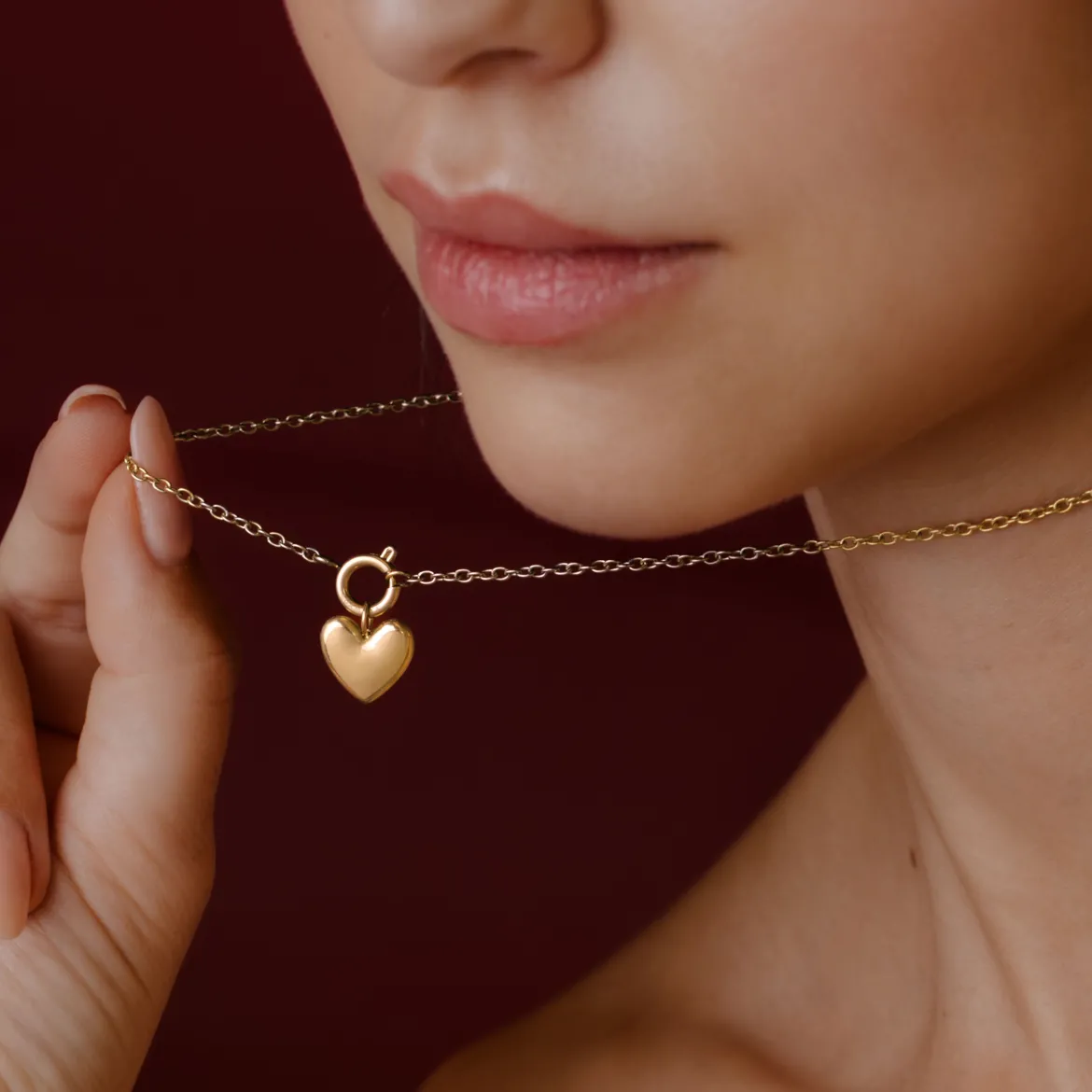 Lovely Heart Classic Chain Necklace Set Gold
