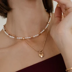 Lovely Heart Classic Chain Necklace Set Roségold