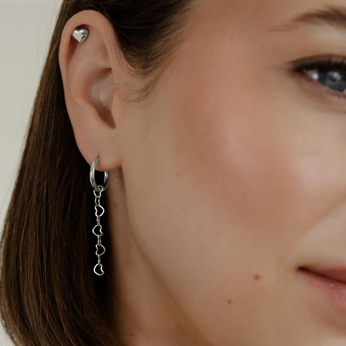 Lovely Heart Piercing Stud Silber