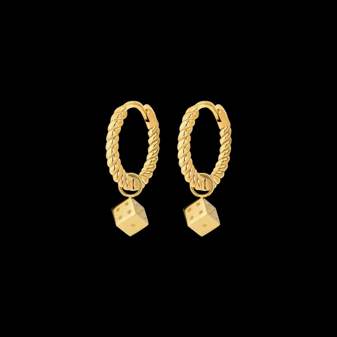Lucky Dice Twisted Hoop Set Baby Gold