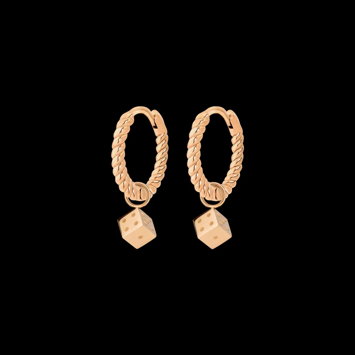 Lucky Dice Twisted Hoop Set Baby Roségold