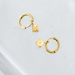 Lucky Dice Twisted Hoop Set Baby Roségold