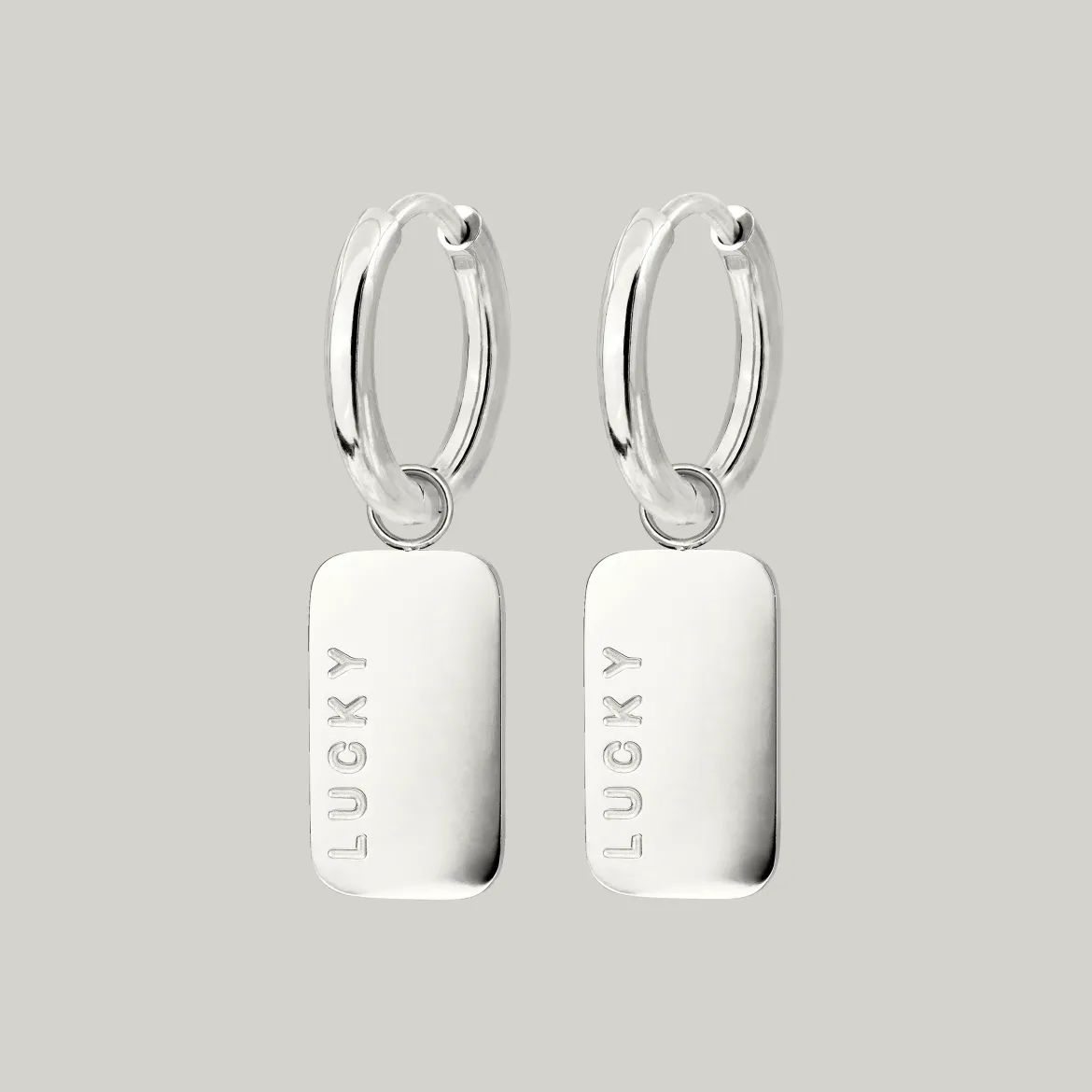 Lucky Pendant Hoop Set Small Silber
