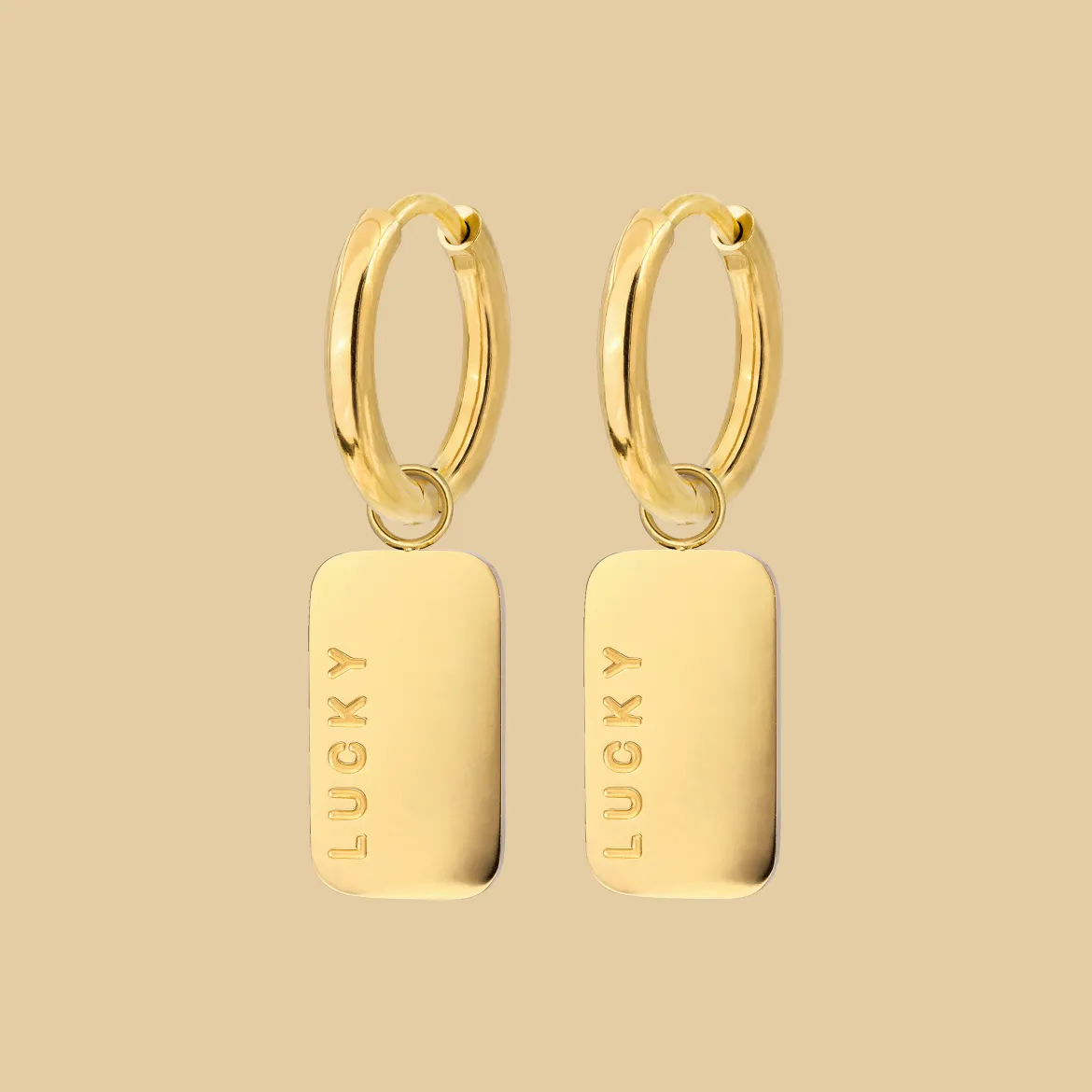 Lucky Pendant Hoop Set Small Gold