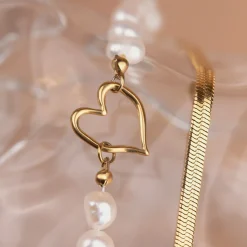 Melting Heart Pearl Bracelet Silber