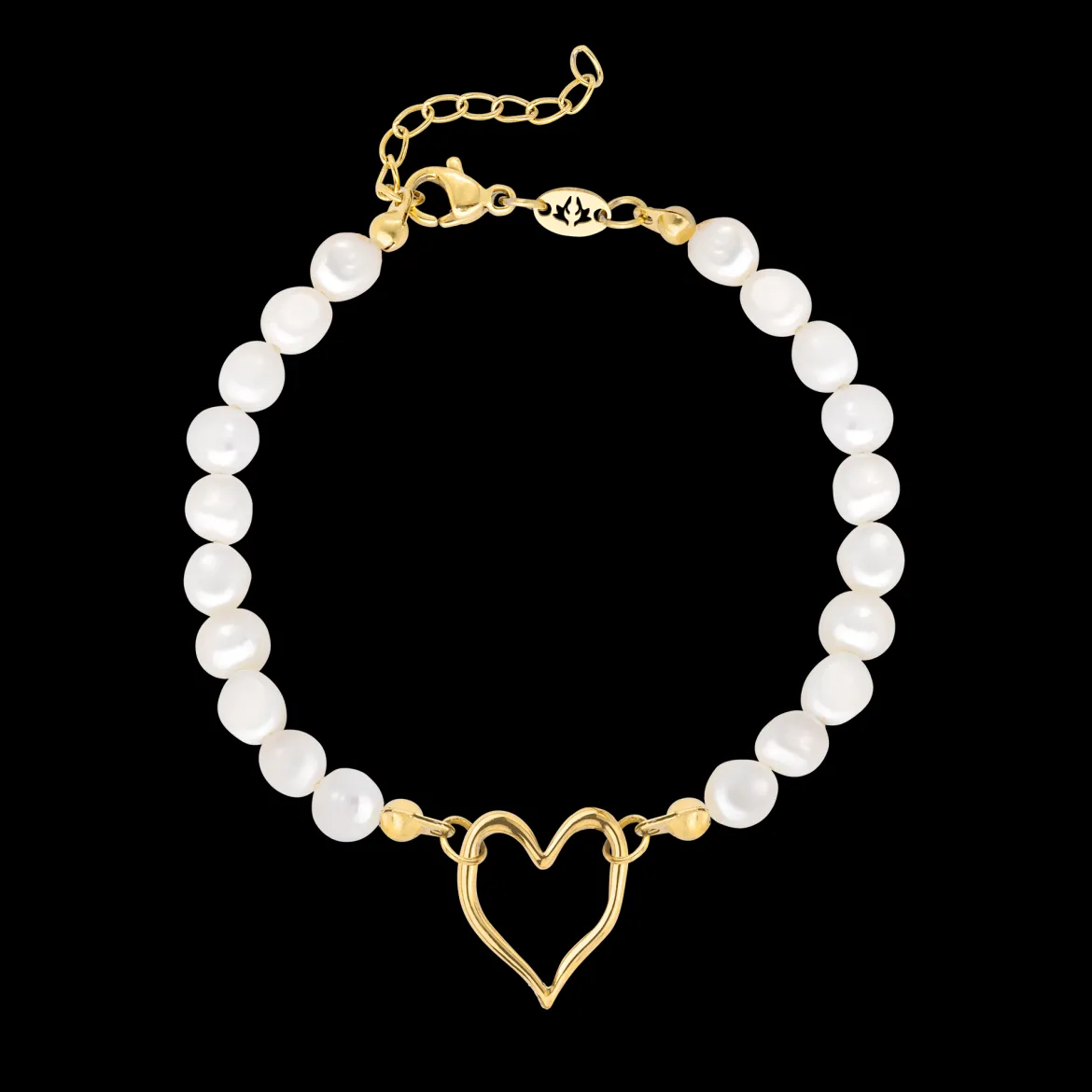 Melting Heart Pearl Bracelet Gold