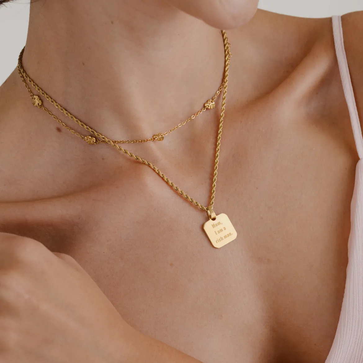 Mom, I am a rich man Necklace Gold