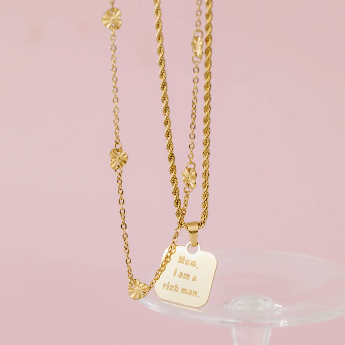 Mom, I am a rich man Necklace Gold