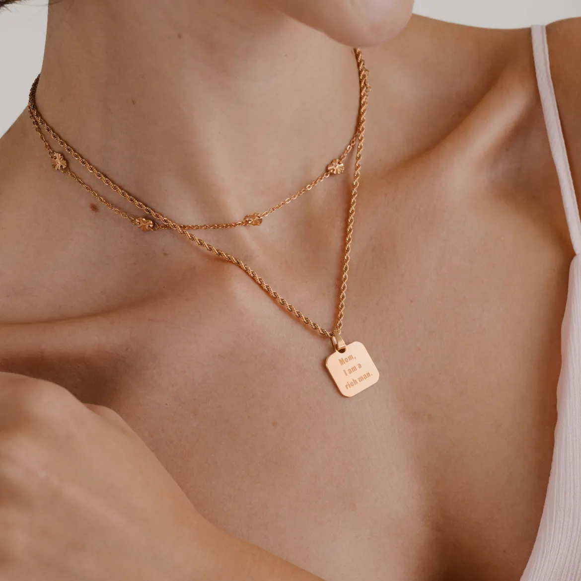 Mom, I am a rich man Necklace Roségold