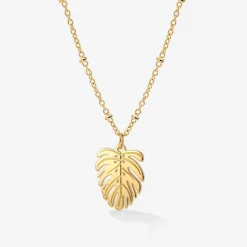 Monstera Leaf Necklace Gold