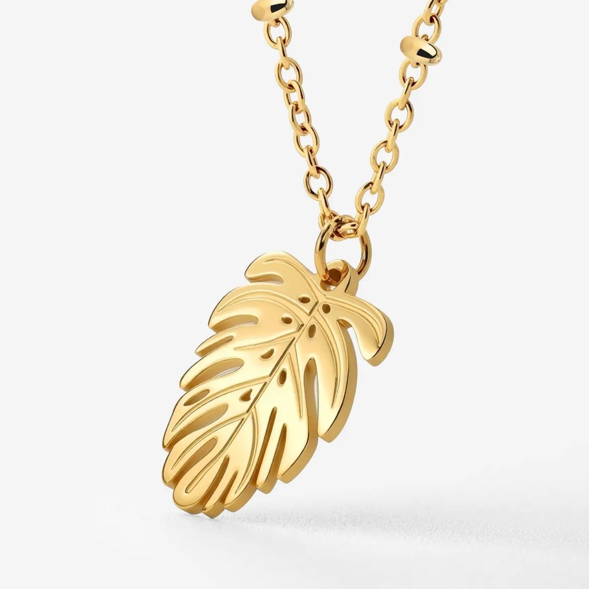 Monstera Leaf Necklace Gold