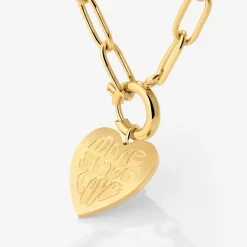 More Self-Love Oval Links Necklace Set Gold
