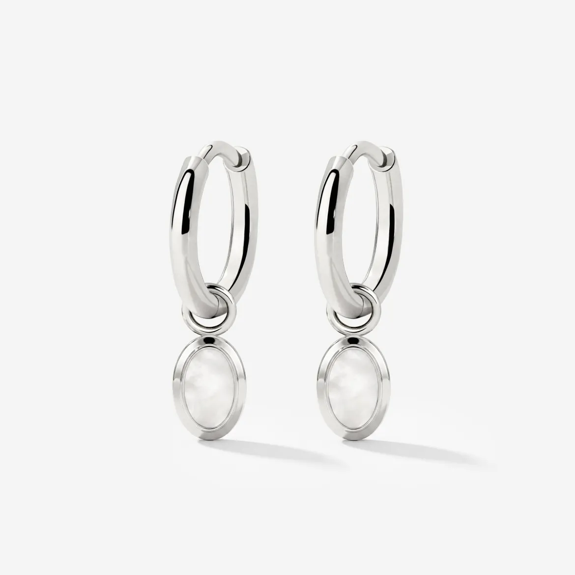 Mother of Pearls Hoop Set Silber