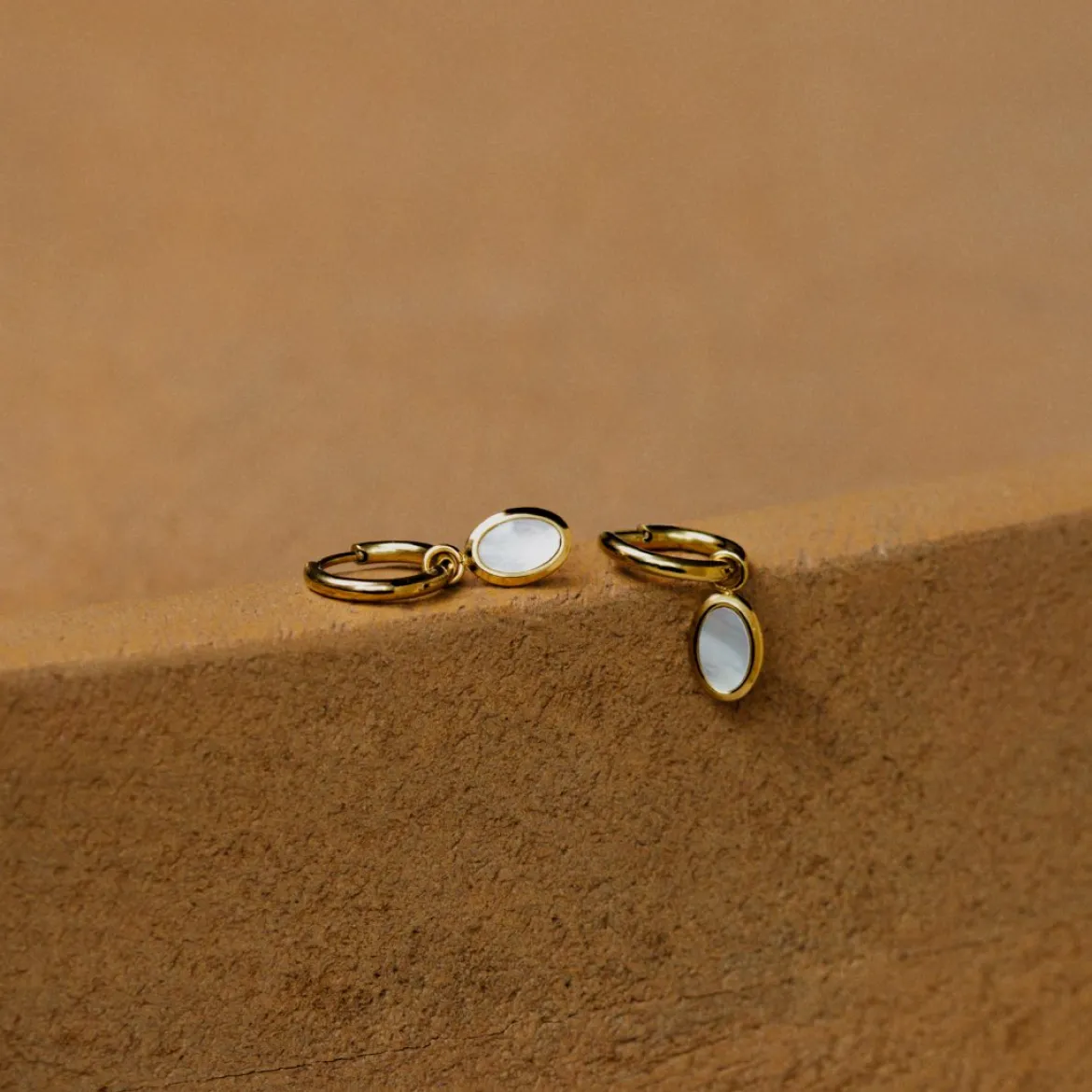 Mother of Pearls Hoop Set Silber