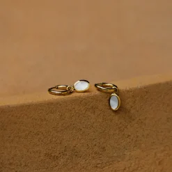 Mother of Pearls Hoop Set Gold