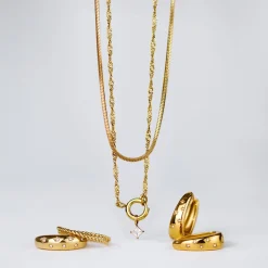 North Star Singapore Chain Necklace Set Gold