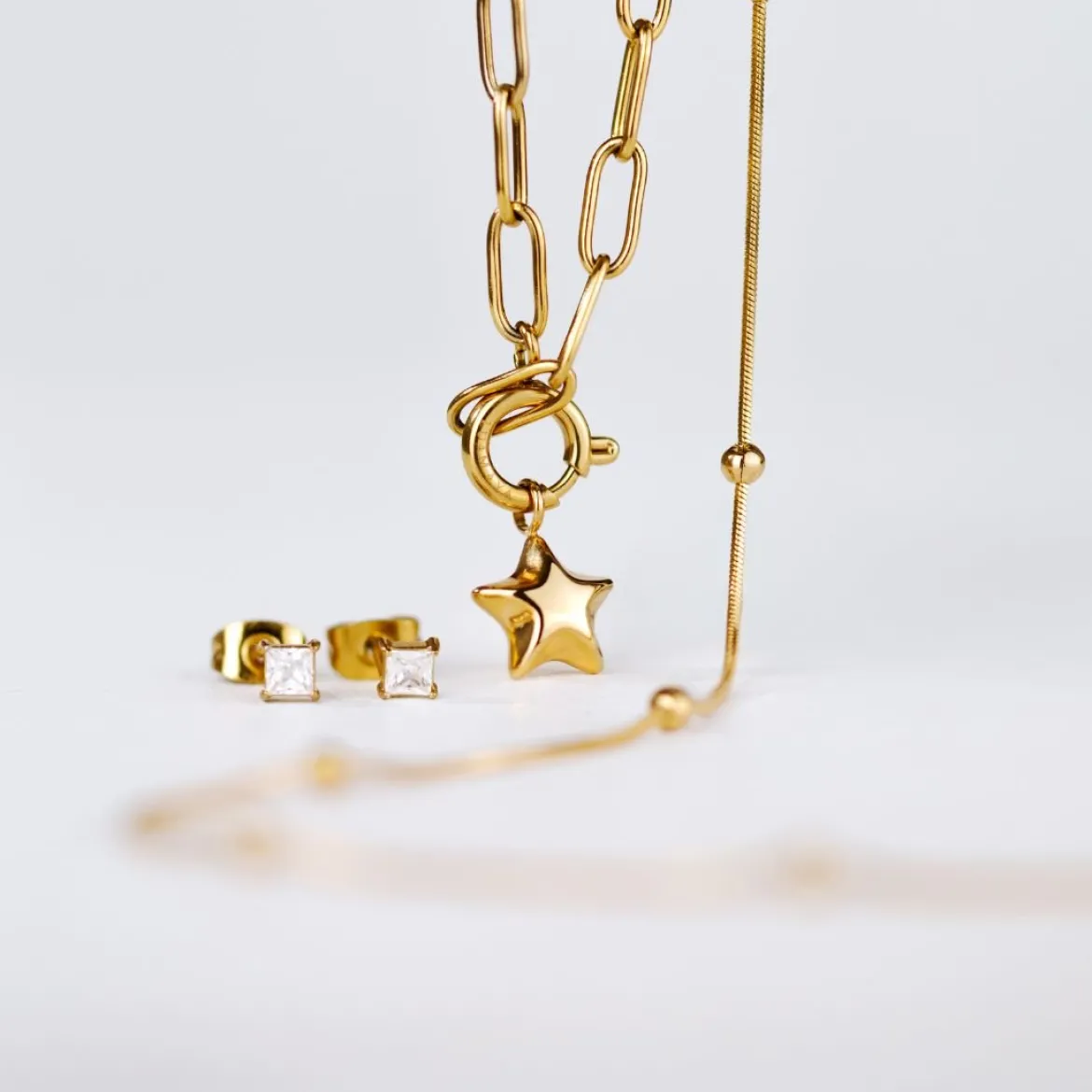 Nova Oval Links Necklace Set Roségold