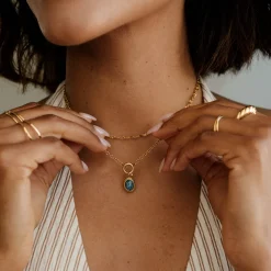 Ocean Agate Classic Chain Necklace Set Gold