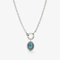 Ocean Agate Classic Chain Necklace Set Silber
