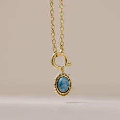 Ocean Agate Classic Chain Necklace Set Silber