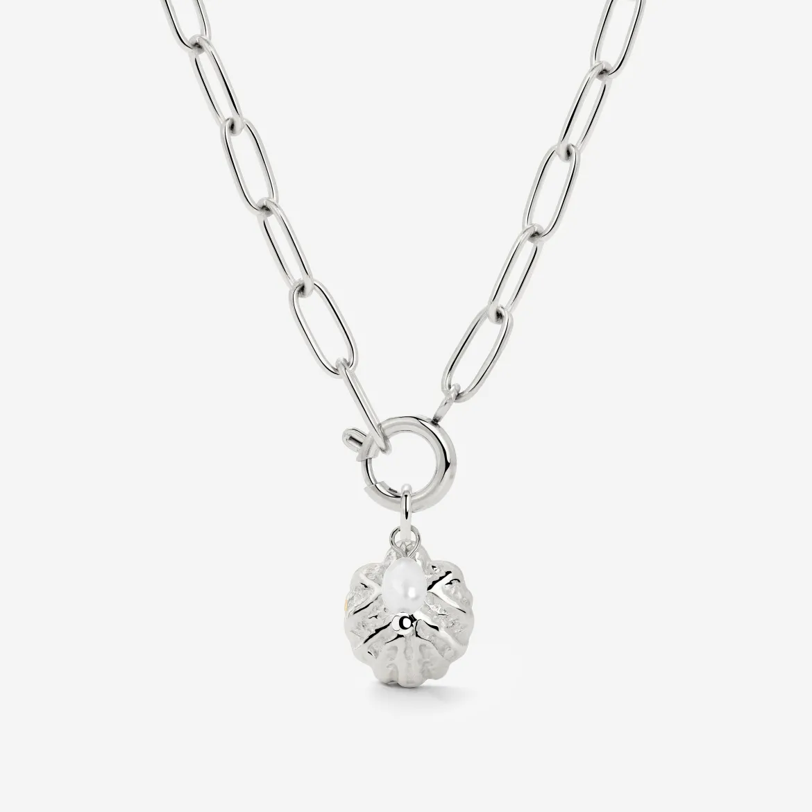 Ocean Lovers Oval Links Necklace Set Silber